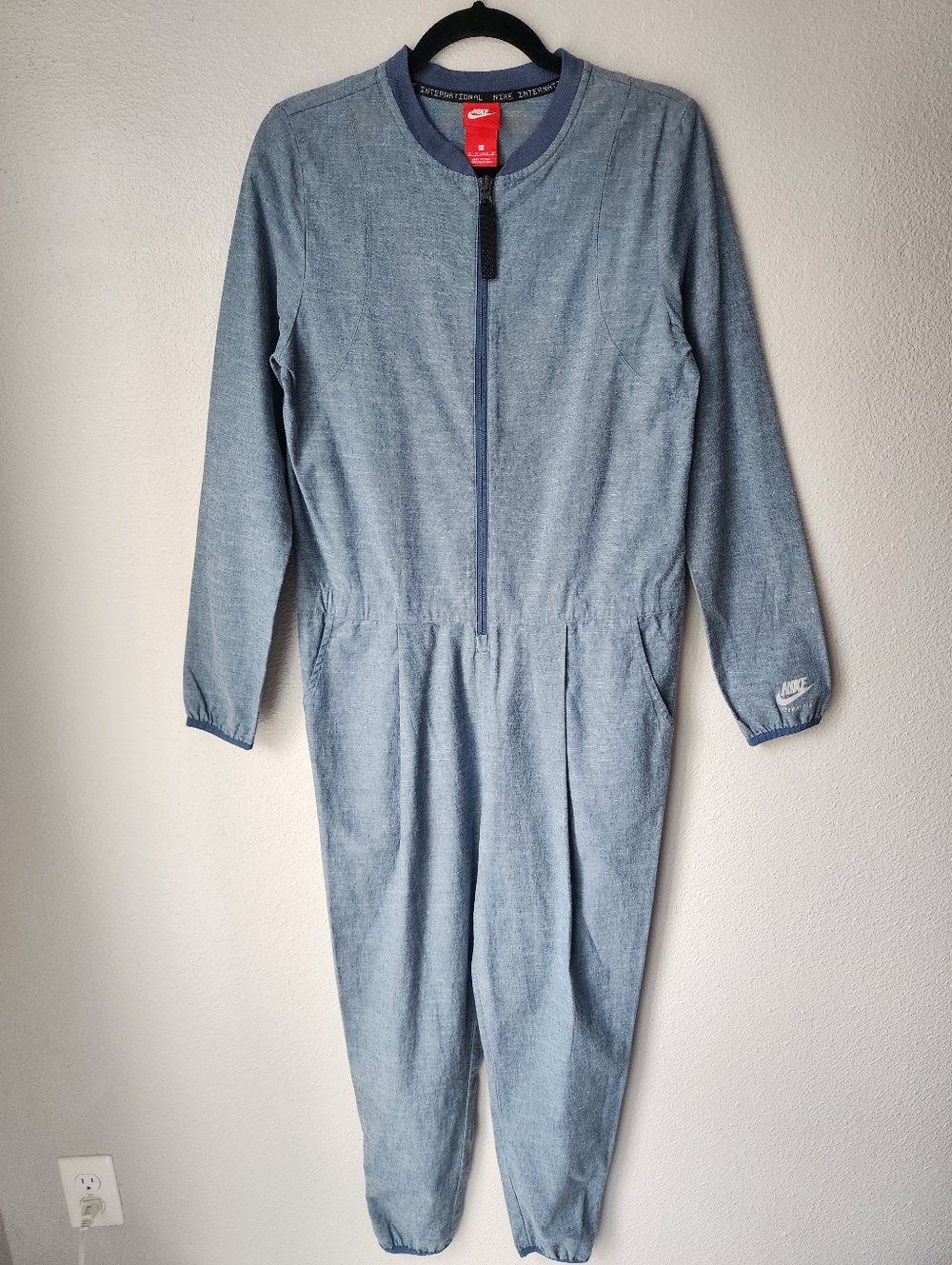 Nike x AMBUSH Crew Neck Zip Front Relaxed Fit Jumpsuit Size XSmall Color Blue